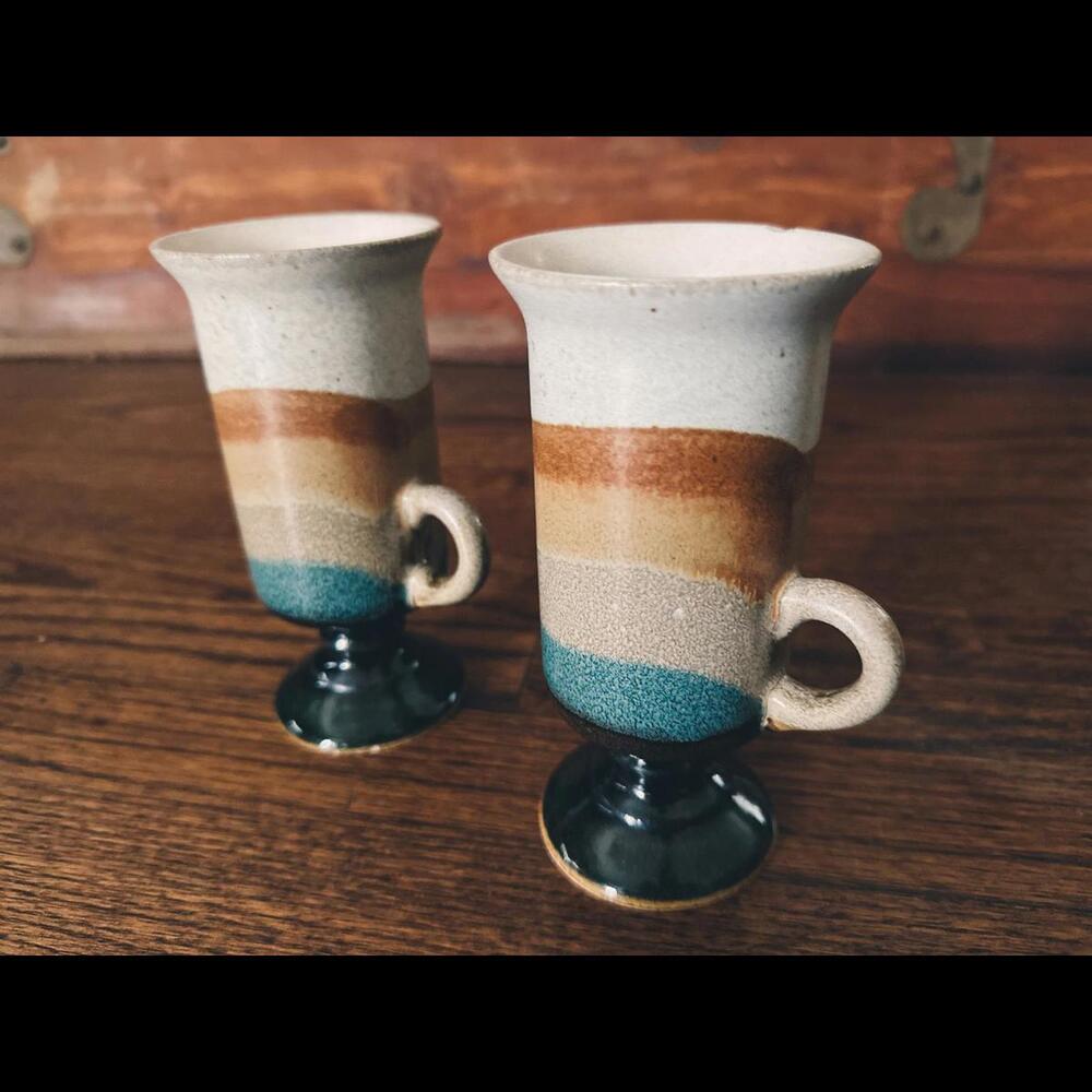 Vintage Tall Mugs retro vibes pottery Handmade 80s